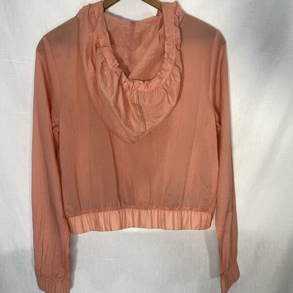 FABLETICS Flyweight Nylon Hooded Jacket Adjustable Bungee Wind Womens XS Peach - Picture 2 of 12